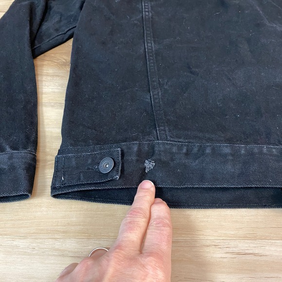 ZARA Denim Trucker Jacket Mens XL Black Long Sleeve Button Front Jean Jacket - Picture 8 of 10